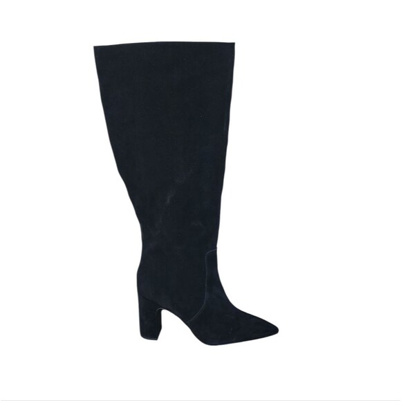 Steve Madden Evey Womens Black Suede Wide Calf Block Heel Thigh High Boots NWOB - Picture 2 of 15